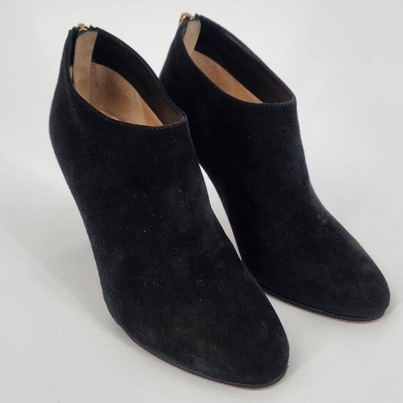 Jimmy Choo Black Suede Ankle Booties with Gold Zipper | Women’s 34.5 (US 4.5) - Picture 3 of 15